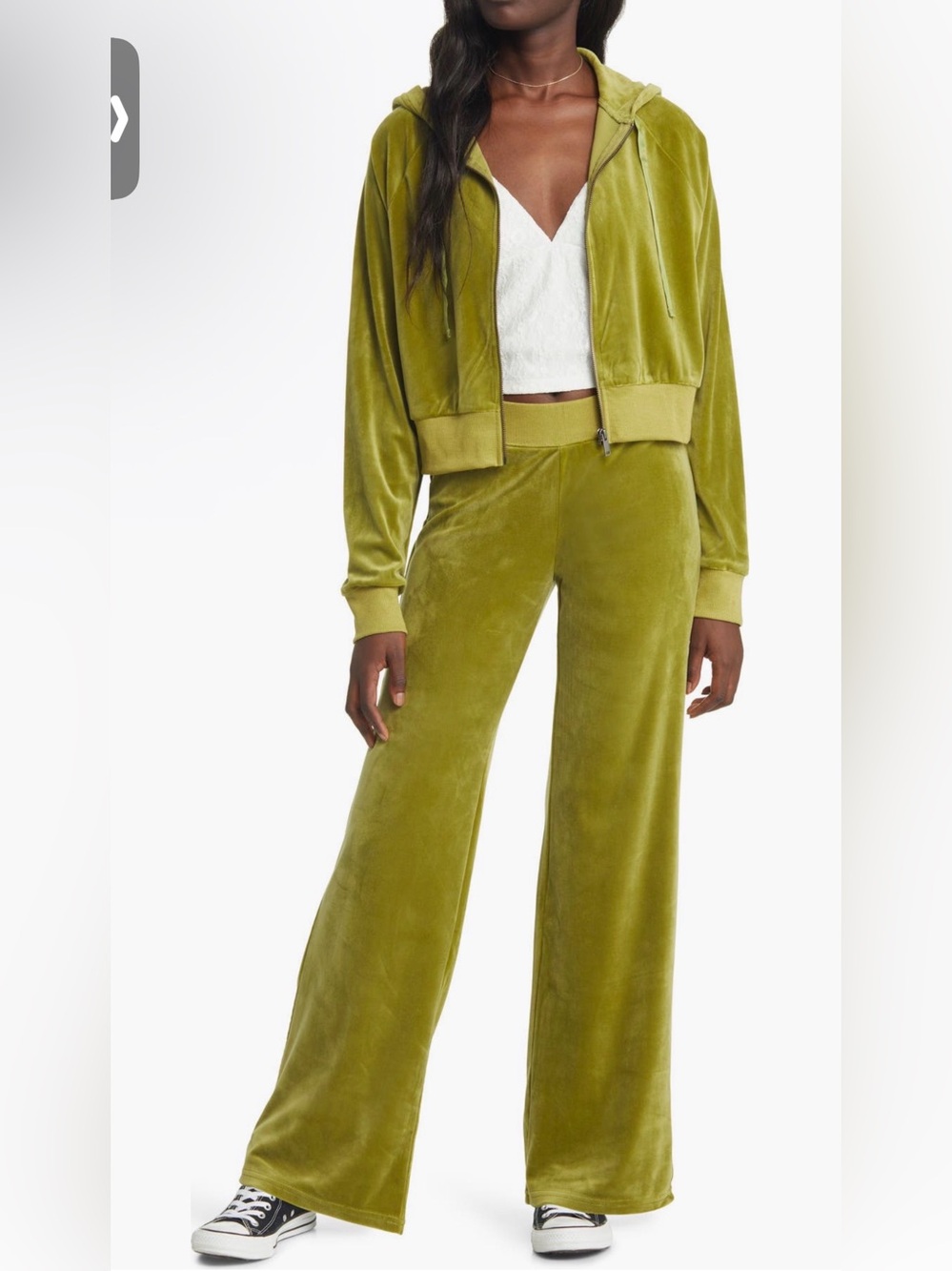 bp Moss Green Velvet Wide-Leg Pants track suit